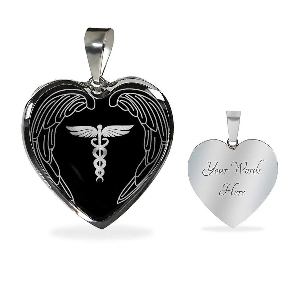 Nurses Are Angels Necklace Personalized Engraved Silver Heart Necklace Custom N
